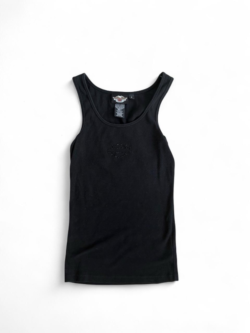 Vintage Harley-Davidson Bedazzled Tank Top in Black Size Medium